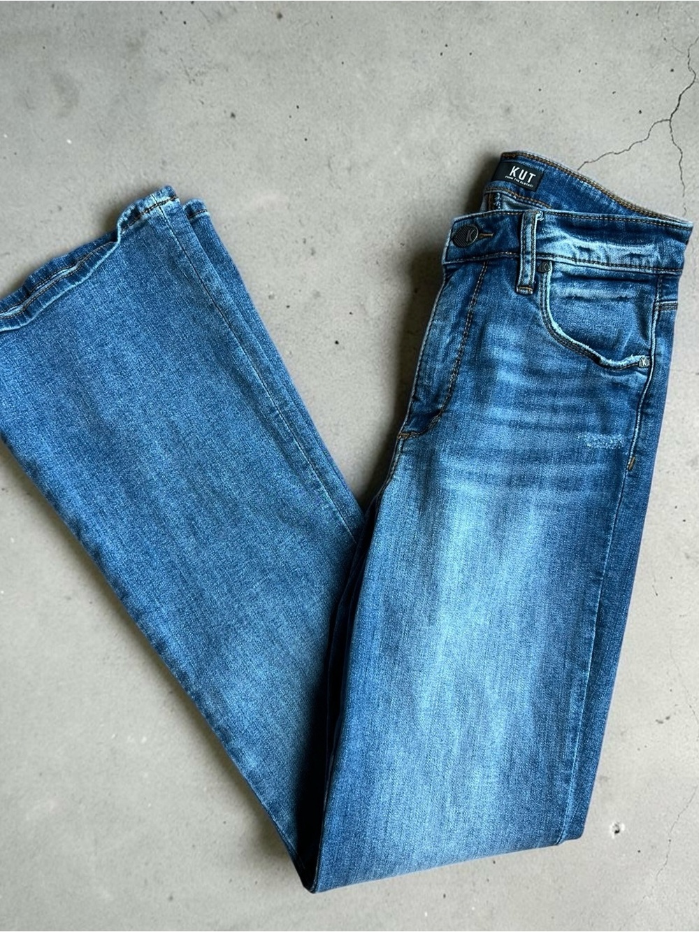 KUT from the Kloth Ana Fab Ab Flare Jeans High Rise Stretch Denim Size 0